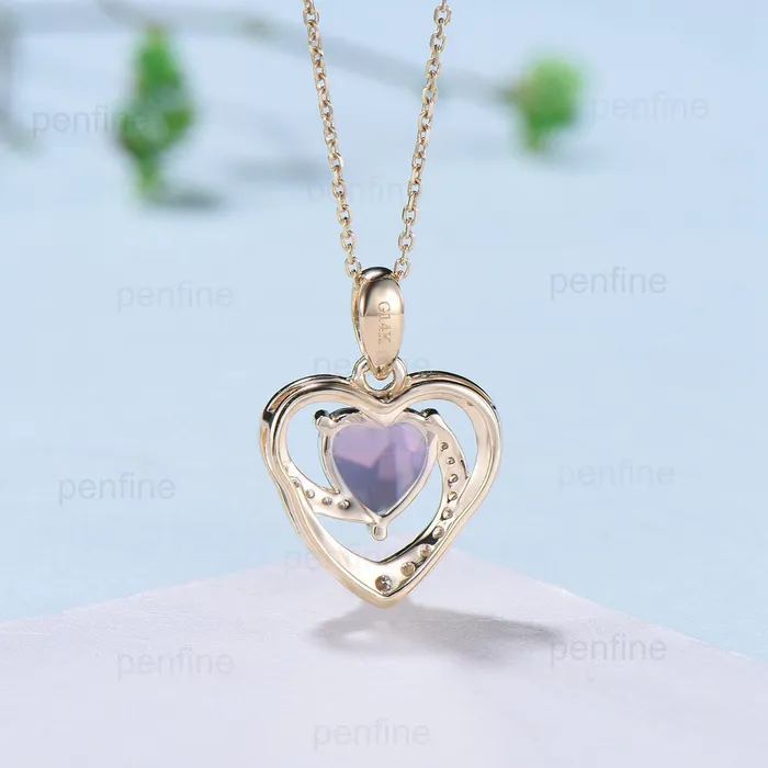 PENFINE Necklaces Vintage Heart Shaped Lavender Amethyst Necklace Unique Retro Pendant Purple Necklace Floral Forever Pendant Natural Pendant Anniversary gift PENFINE Necklaces Vintage Heart Shaped Lavender Amethyst Necklace Unique Retro Pendant Purple Necklace Floral Forever Pendant Natural Pendant Anniversary gift
