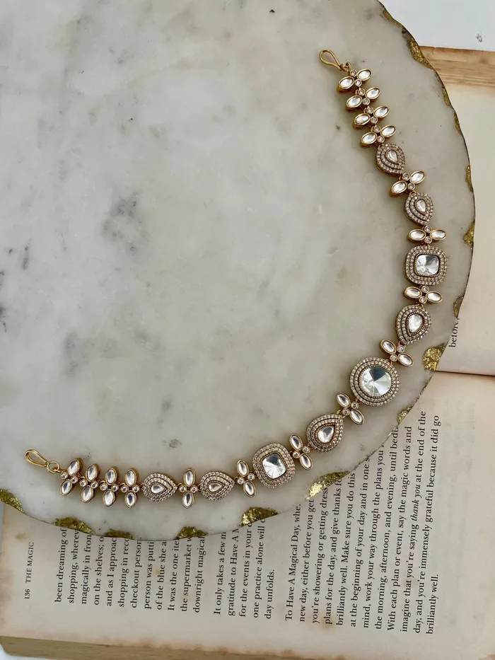 PRERTO ECOMMERCE PRIVATE LIMITED Necklaces Seesha Kundan Floret Polki Necklace Set Necklace Earrings Mang Tika Sesh Pati