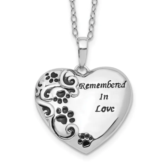 Sterling Silver Antiqued Remembered in Love Pet 18in NecklaceWBCQSX690 WB Choice Jewelry Necklaces Sterling Silver Antiqued Remembered in Love Pet 18in NecklaceWBCQSX690 WB Choice Jewelry Necklaces