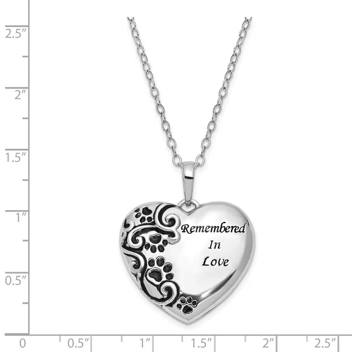 Sterling Silver Antiqued Remembered in Love Pet 18in NecklaceWBCQSX690 WB Choice Jewelry Necklaces Sterling Silver Antiqued Remembered in Love Pet 18in NecklaceWBCQSX690 WB Choice Jewelry Necklaces