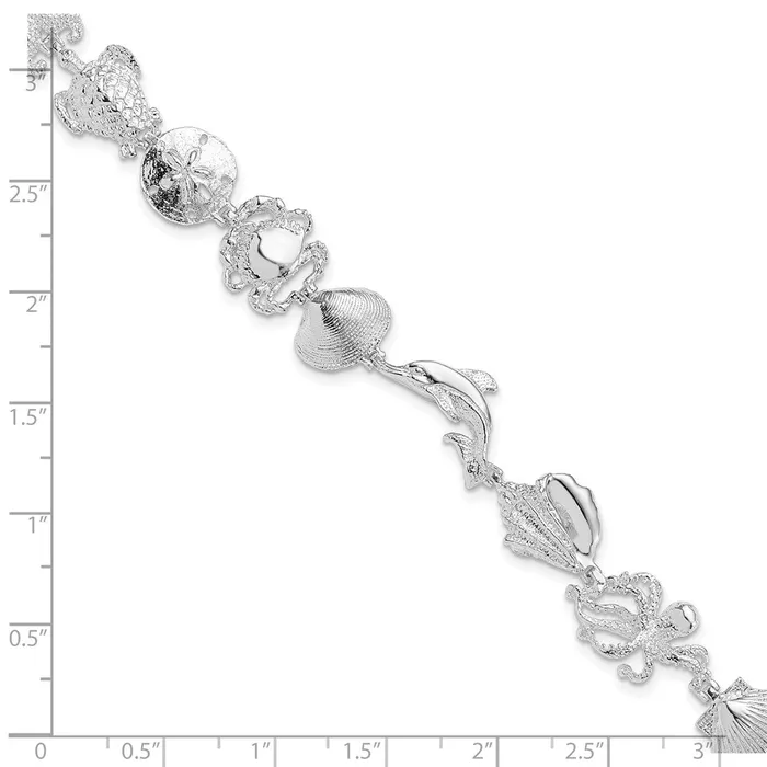 Sterling Silver Polished MultiShell and Sealife BraceletWBCQH5579725 WB Choice Jewelry Bracelets Sterling Silver Polished MultiShell and Sealife BraceletWBCQH5579725 WB Choice Jewelry Bracelets