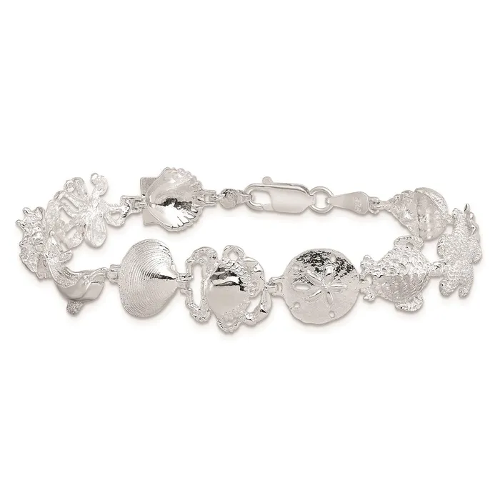 Sterling Silver Polished MultiShell and Sealife BraceletWBCQH5579725 WB Choice Jewelry Bracelets Sterling Silver Polished MultiShell and Sealife BraceletWBCQH5579725 WB Choice Jewelry Bracelets