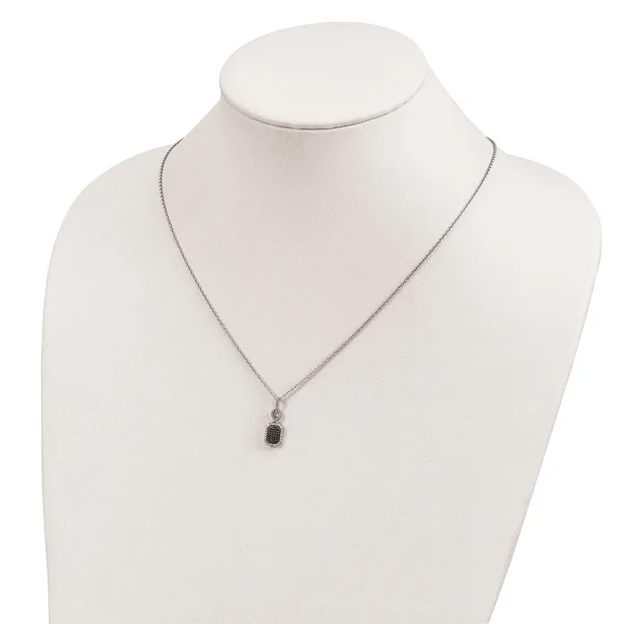 Sterling Silver Rhod Plated Black and White Diamond Rectangle Pendant NecklWBCQP3808 WB Choice Jewelry Necklaces Sterling Silver Rhod Plated Black and White Diamond Rectangle Pendant NecklWBCQP3808 WB Choice Jewelry Necklaces