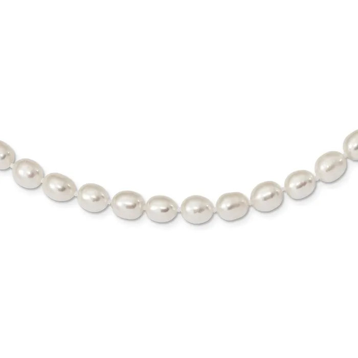 Sterling Silver Rhodium 78mm White FW Cultured Rice Pearl NecklaceWBCQH517118 WB Choice Jewelry Necklaces Sterling Silver Rhodium 78mm White FW Cultured Rice Pearl NecklaceWBCQH517118 WB Choice Jewelry Necklaces
