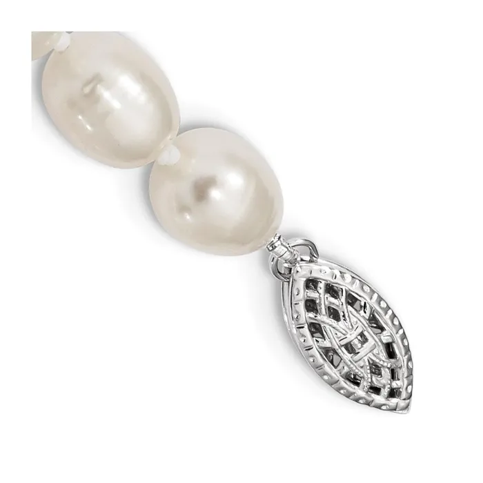 Sterling Silver Rhodium 78mm White FW Cultured Rice Pearl NecklaceWBCQH517118 WB Choice Jewelry Necklaces Sterling Silver Rhodium 78mm White FW Cultured Rice Pearl NecklaceWBCQH517118 WB Choice Jewelry Necklaces