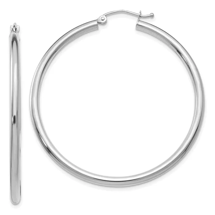 WB Choice Jewelry 10K White Gold Polished 25mm Lightweight Tube Hoop EarringsWBC10T845L Earrings WB Choice Jewelry 10K White Gold Polished 25mm Lightweight Tube Hoop EarringsWBC10T845L Earrings