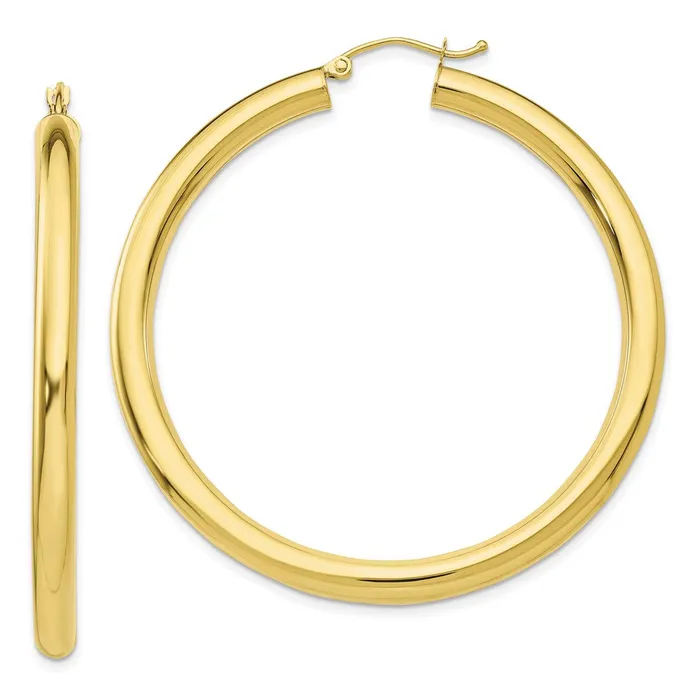WB Choice Jewelry Earrings 10K Polished 4mm Tube Hoop EarringsWBC10T952