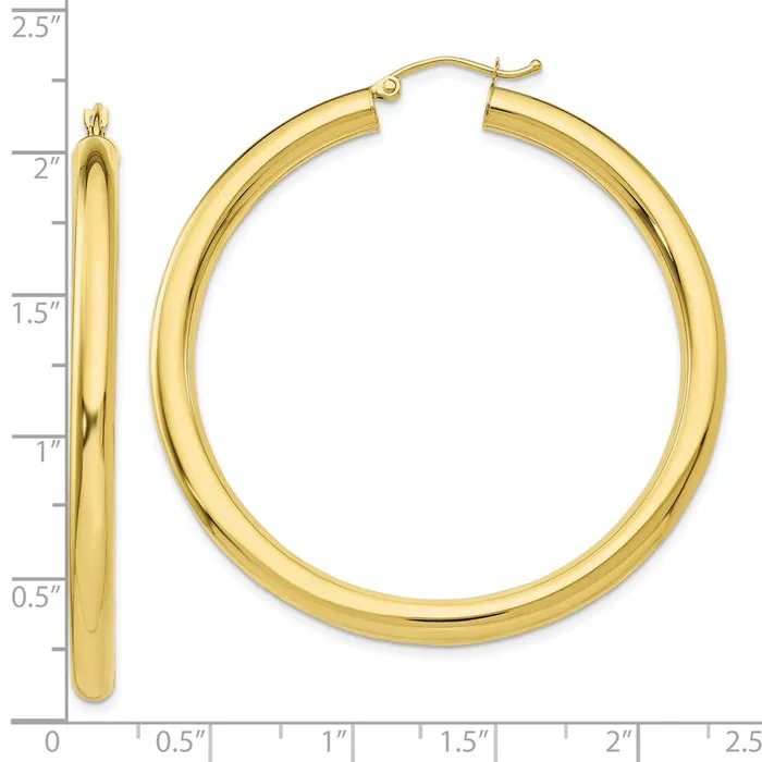 WB Choice Jewelry Earrings 10K Polished 4mm Tube Hoop EarringsWBC10T952