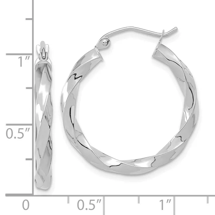 WB Choice Jewelry Earrings 10k White Gold 3mm Twisted Hoop EarringsWBC10TC400W WB Choice Jewelry Earrings 10k White Gold 3mm Twisted Hoop EarringsWBC10TC400W