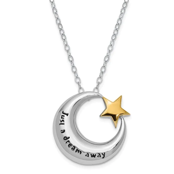 WB Choice Jewelry Necklaces Sterling Silver Antiqued Goldtone Accent Just A Dream Away 18in NecklaceWBCQSX686 WB Choice Jewelry Necklaces Sterling Silver Antiqued Goldtone Accent Just A Dream Away 18in NecklaceWBCQSX686
