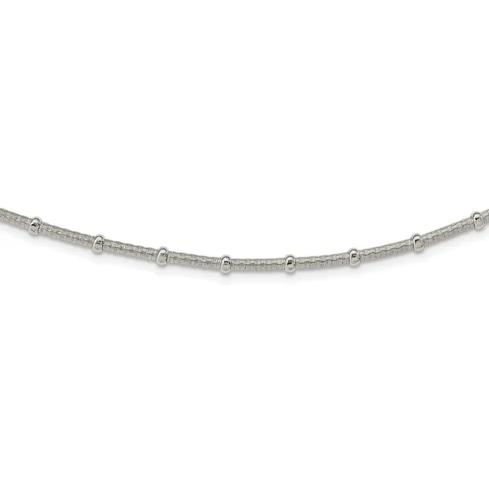 WB Choice Jewelry Necklaces Sterling Silver Polished Textured Beaded NecklaceWBCQG597818 WB Choice Jewelry Necklaces Sterling Silver Polished Textured Beaded NecklaceWBCQG597818