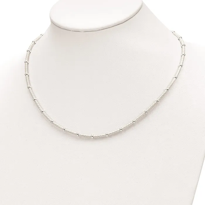 WB Choice Jewelry Necklaces Sterling Silver Polished Textured Beaded NecklaceWBCQG597818 WB Choice Jewelry Necklaces Sterling Silver Polished Textured Beaded NecklaceWBCQG597818