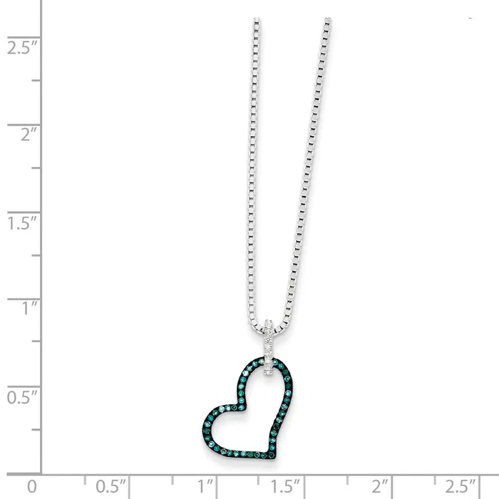 WB Choice Jewelry Necklaces Sterling Silver Rhod Plated Blue and White Diamond Heart Pendant NecklaceWBCQP3639 WB Choice Jewelry Necklaces Sterling Silver Rhod Plated Blue and White Diamond Heart Pendant NecklaceWBCQP3639