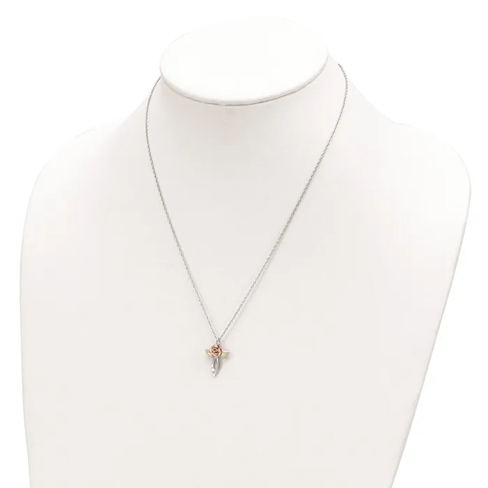 WB Choice Jewelry Necklaces Sterling Silver w12K Accents SS Chain Black Hills Gold NecklaceWBCQBH27418