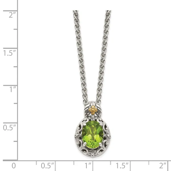 WB Choice Jewelry Necklaces Sterling Silver w 14K Accent Peridot NecklaceWBCQTC1653 WB Choice Jewelry Necklaces Sterling Silver w 14K Accent Peridot NecklaceWBCQTC1653