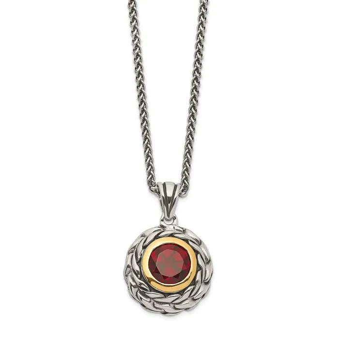 WB Choice Jewelry Necklaces Sterling Silver w14k Garnet NecklaceWBCQTC1402 WB Choice Jewelry Necklaces Sterling Silver w14k Garnet NecklaceWBCQTC1402