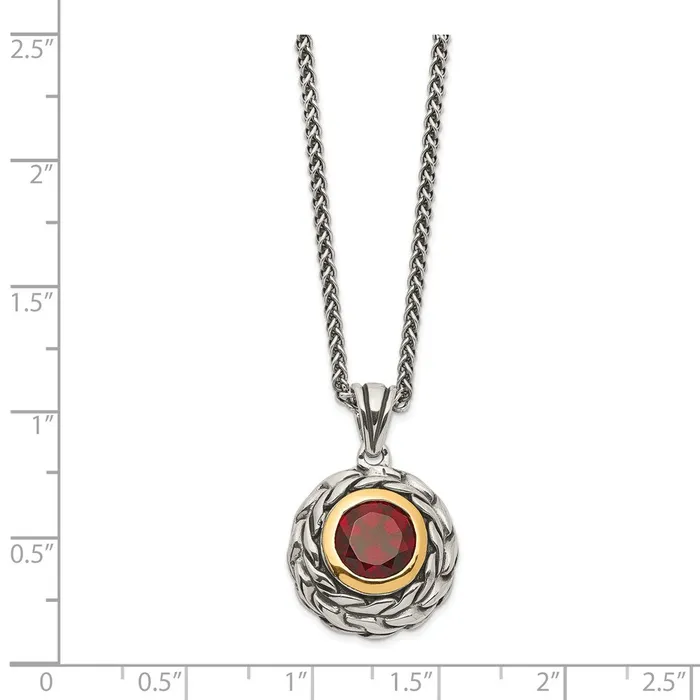 WB Choice Jewelry Necklaces Sterling Silver w14k Garnet NecklaceWBCQTC1402 WB Choice Jewelry Necklaces Sterling Silver w14k Garnet NecklaceWBCQTC1402