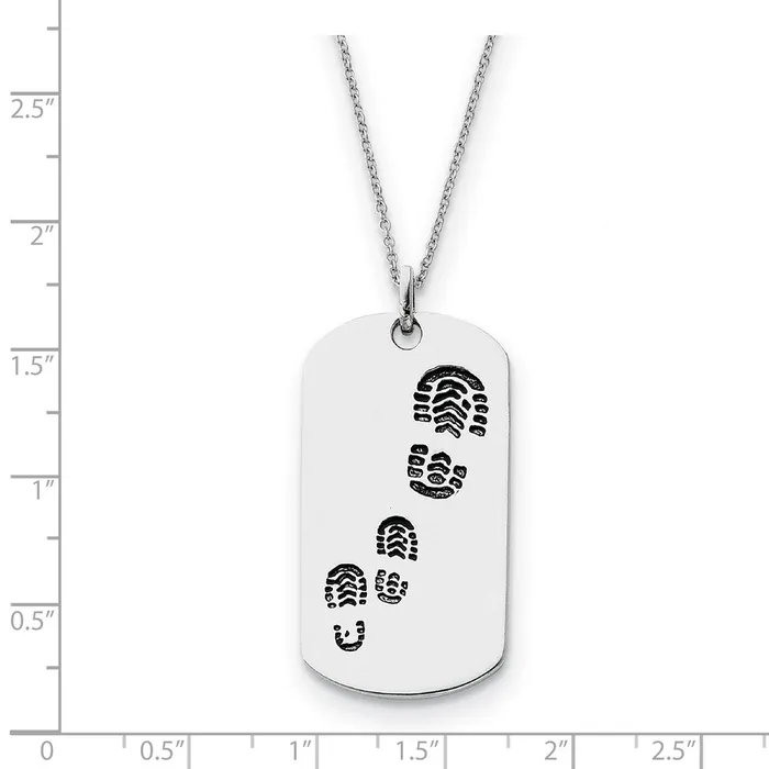 WB Choice Jewelry Sterling Silver Antiqued Footsteps 18in Dog Tag NecklaceWBCQSX231 Necklaces WB Choice Jewelry Sterling Silver Antiqued Footsteps 18in Dog Tag NecklaceWBCQSX231 Necklaces