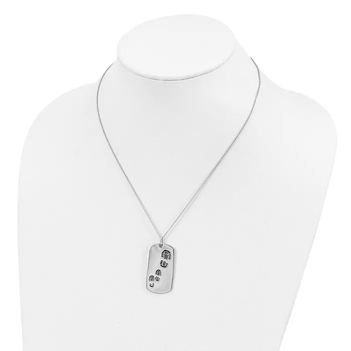WB Choice Jewelry Sterling Silver Antiqued Footsteps 18in Dog Tag NecklaceWBCQSX231 Necklaces WB Choice Jewelry Sterling Silver Antiqued Footsteps 18in Dog Tag NecklaceWBCQSX231 Necklaces