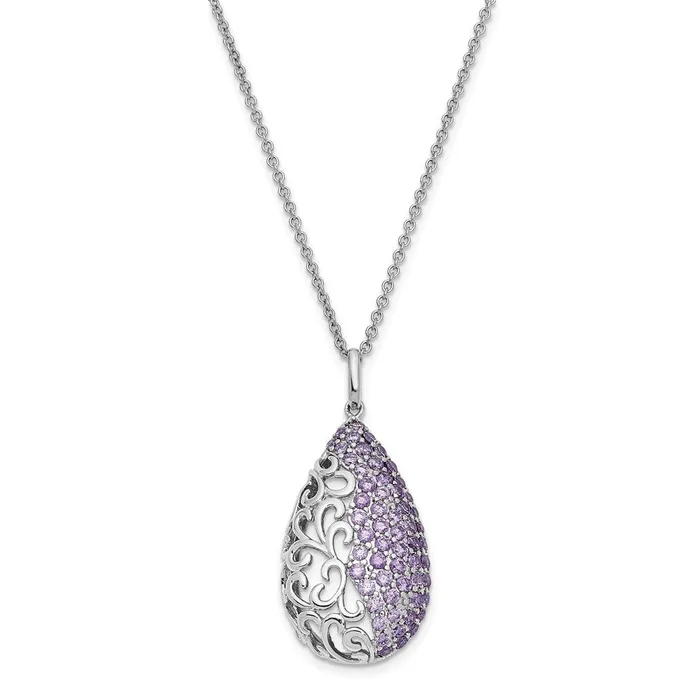 WB Choice Jewelry Sterling Silver Purple CZ Long Goodbye 18in NecklaceWBCQSX618 Necklaces WB Choice Jewelry Sterling Silver Purple CZ Long Goodbye 18in NecklaceWBCQSX618 Necklaces
