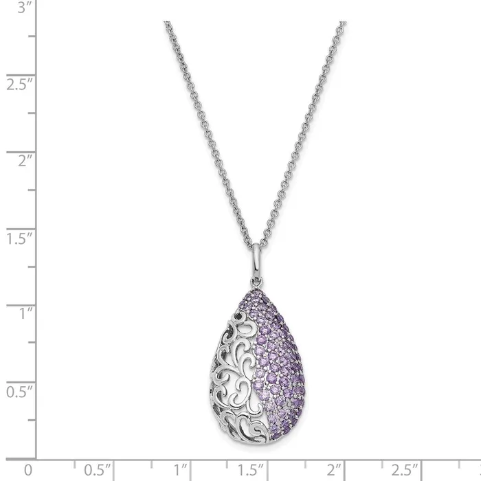 WB Choice Jewelry Sterling Silver Purple CZ Long Goodbye 18in NecklaceWBCQSX618 Necklaces WB Choice Jewelry Sterling Silver Purple CZ Long Goodbye 18in NecklaceWBCQSX618 Necklaces